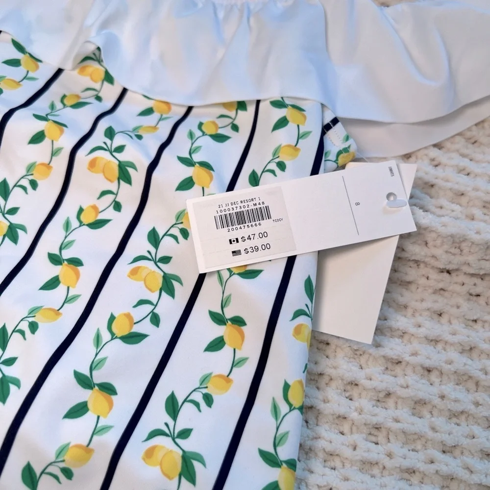 Janie and Jack White Lemon Stripe One-Piece Swimsuit